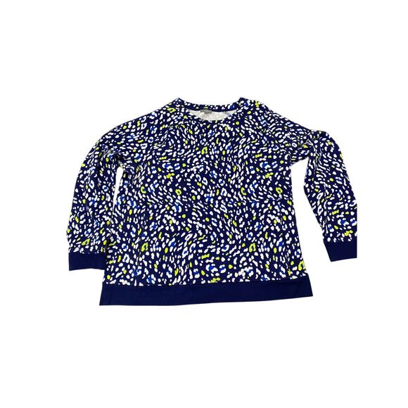 Talbots Tops - Talbots Terry Crewneck Pullover. Enchanting Animal Print, Large, Blue Yellow